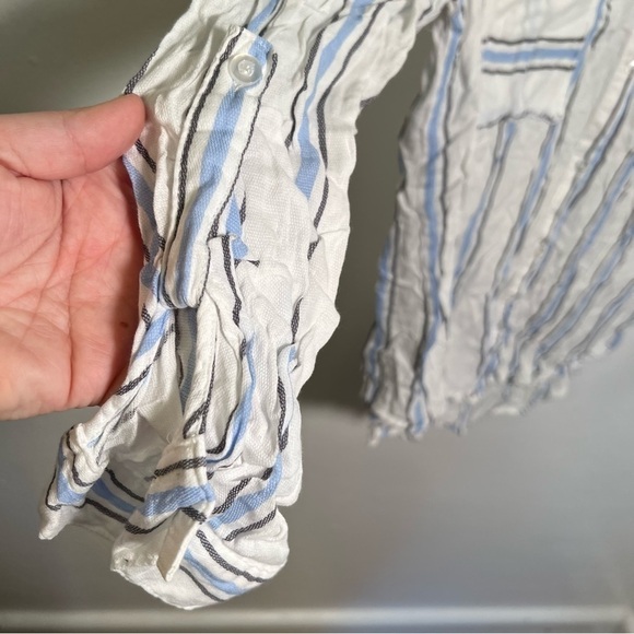 Sweet Wanderer Button Down Blouse White Stripes - Picture 5 of 10